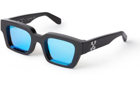 Off-white Men's Virgil Arrows-logo Square Sunglasses In Black Blue